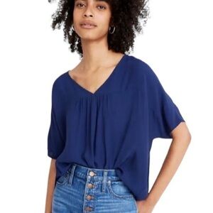 Madewell Rhyme Navy Vneck Top Blouse Size Small NWT